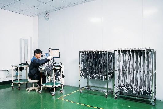 Operator handling racked sensors